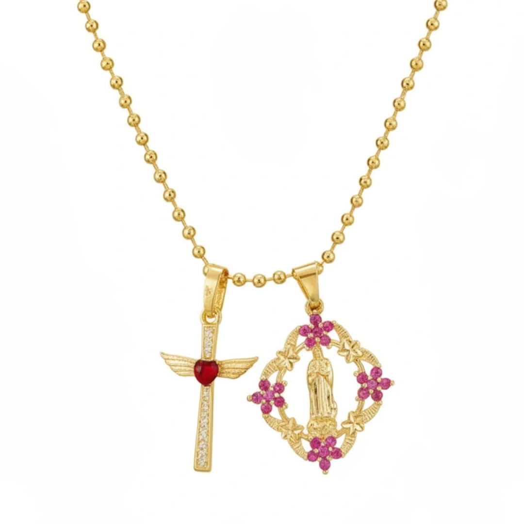 Virgin Mary Zircon Necklace