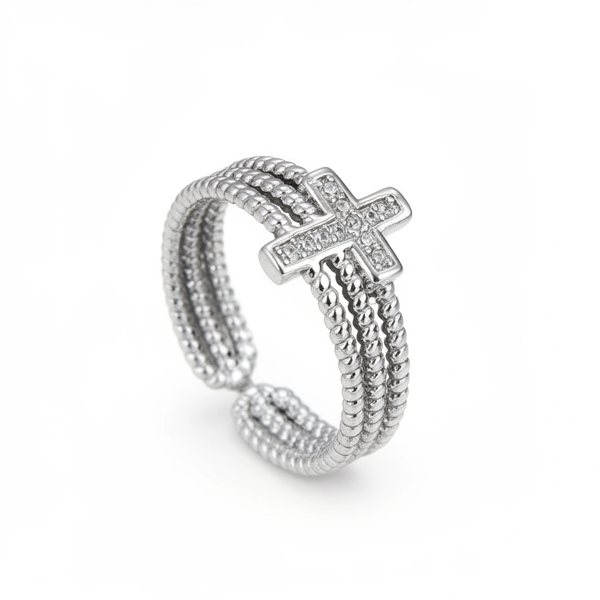 Triple Band Cross Ring