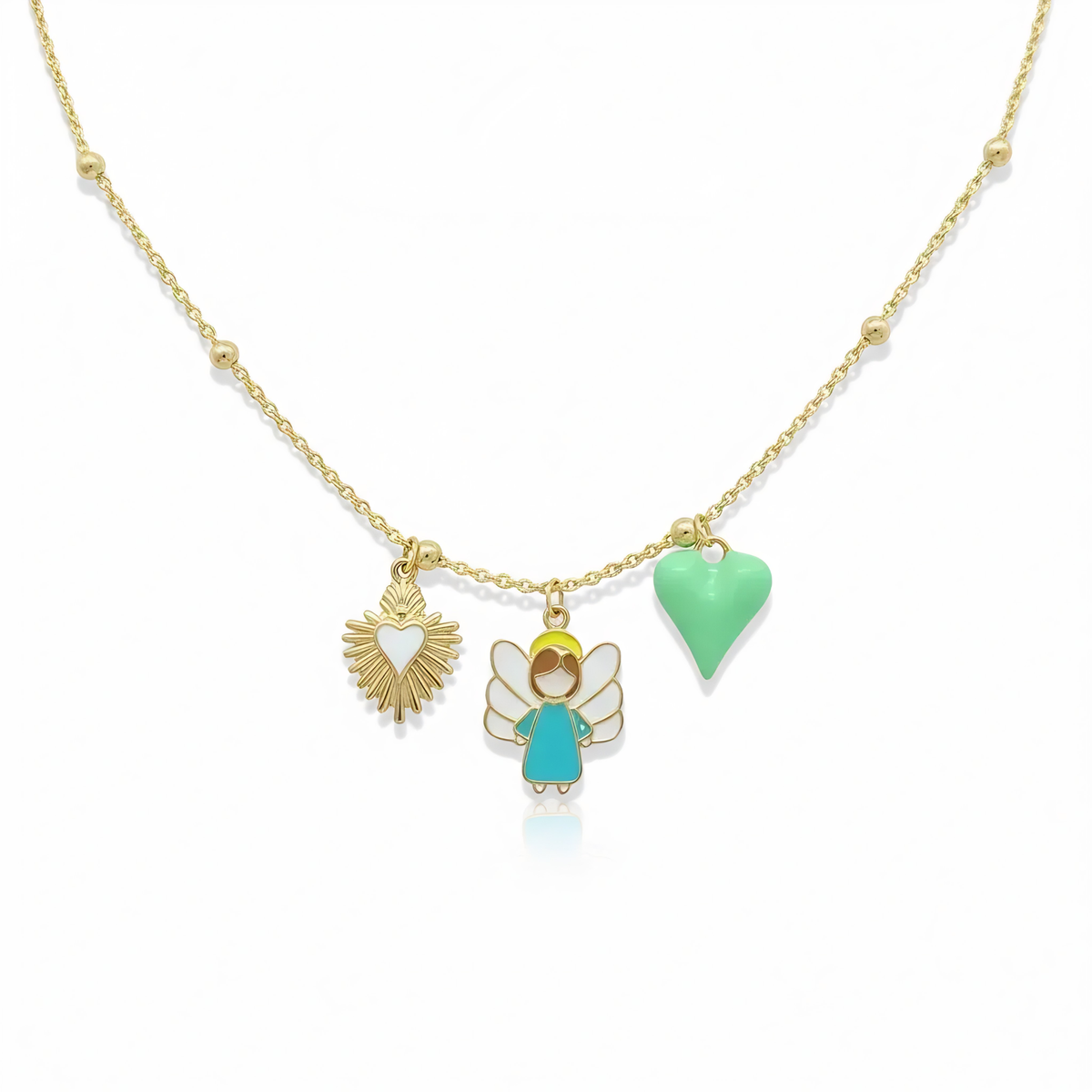 Sacred Heart Angel Multi-Charm Necklace