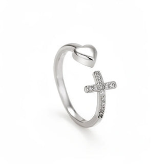 Heart & Cross Open Ring
