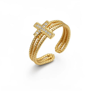 Triple Band Cross Ring
