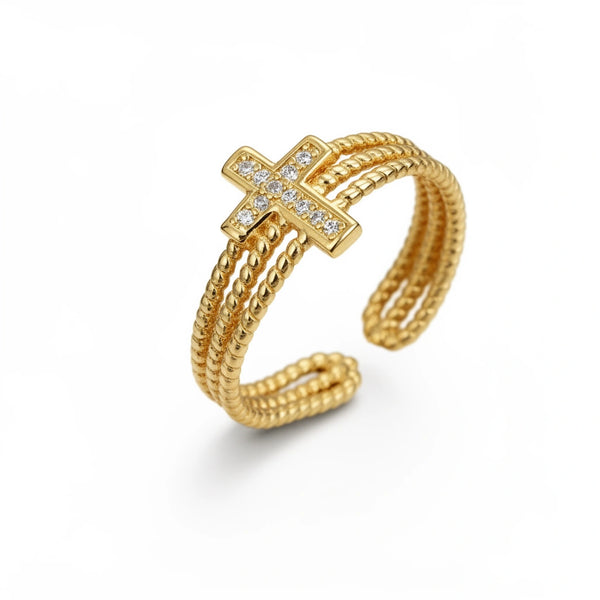 Triple Band Cross Ring