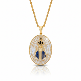 Our Lady of Aparecida Iced Out Medal Necklace