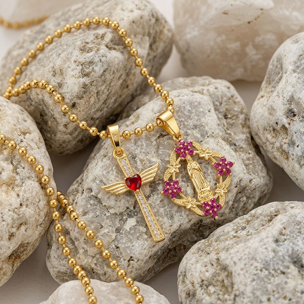 Virgin Mary Zircon Necklace