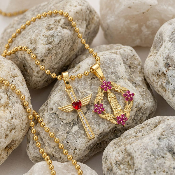 Virgin Mary Zircon Necklace