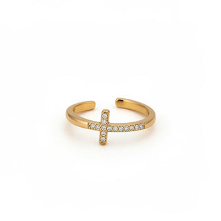 Zirconia Cross Open Ring