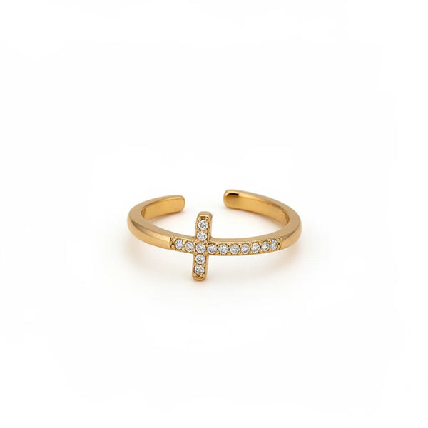 Zirconia Cross Open Ring