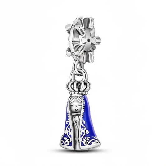 Our Lady Crowned Flower Charm