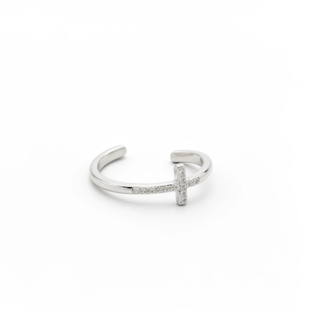 Zirconia Cross Open Ring