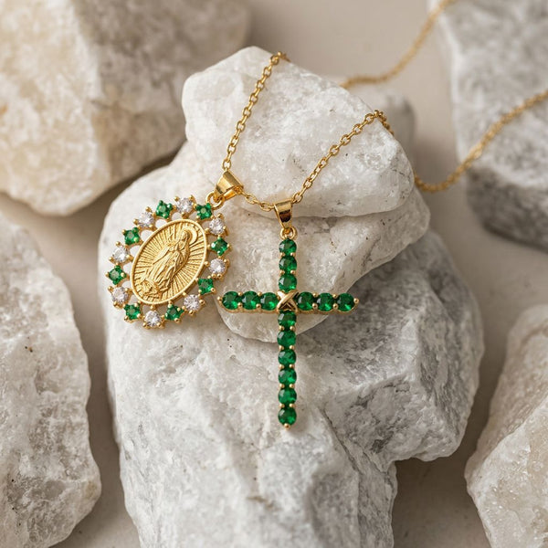 Saint Joseph Medal & Green Cross Necklace