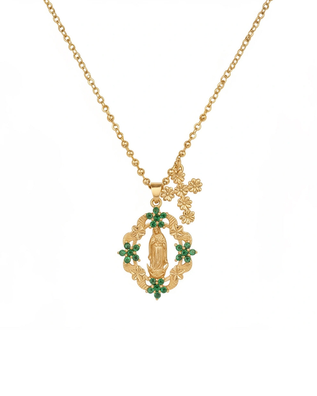 Mary Teardrop Flower Frame Necklace