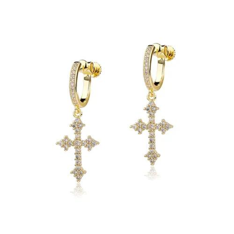 NH46644927|Cross Ear Clip GoldúOneú