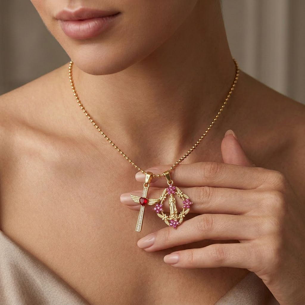 Virgin Mary Zircon Necklace