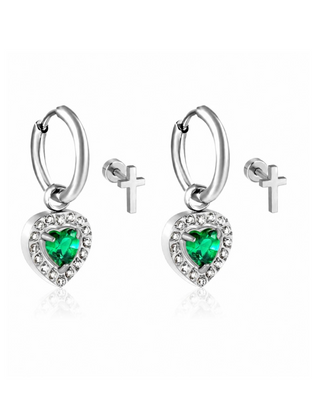 Grace & Glow Heart Earrings Set — Silver