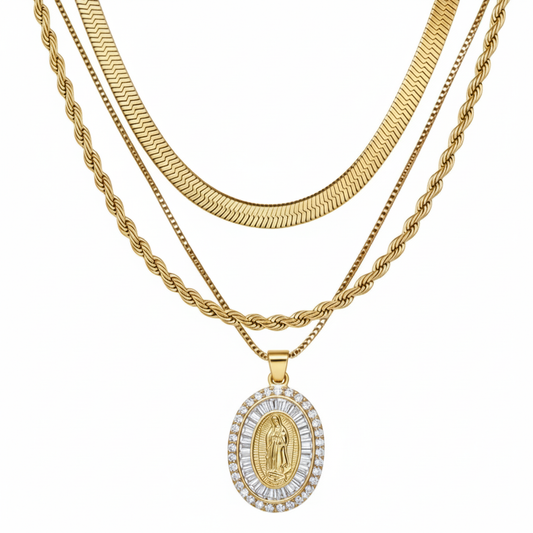 Virgin Mary Layered Necklace Set