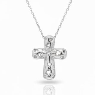 Sacred Hearts Reversible Cross Necklace in Silver