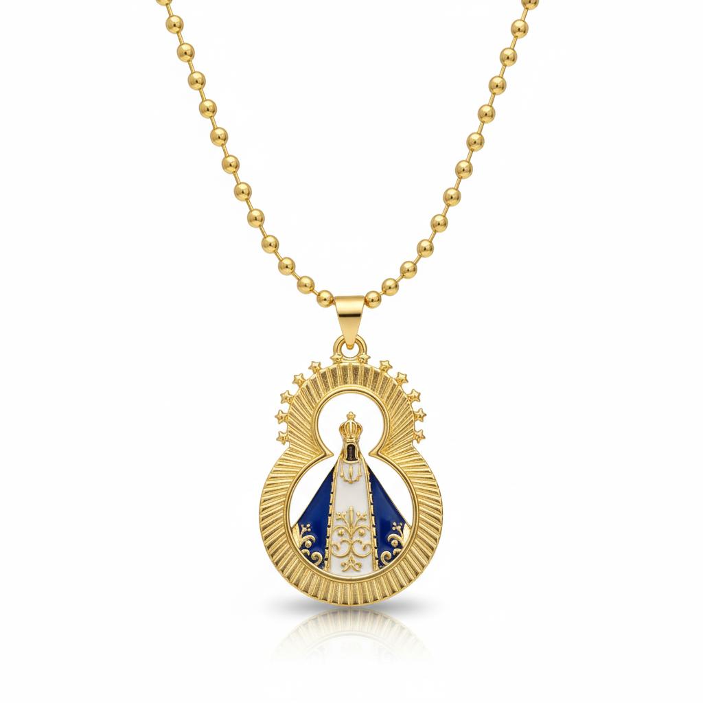 Aparecida Star Halo Enamel Medal Necklace