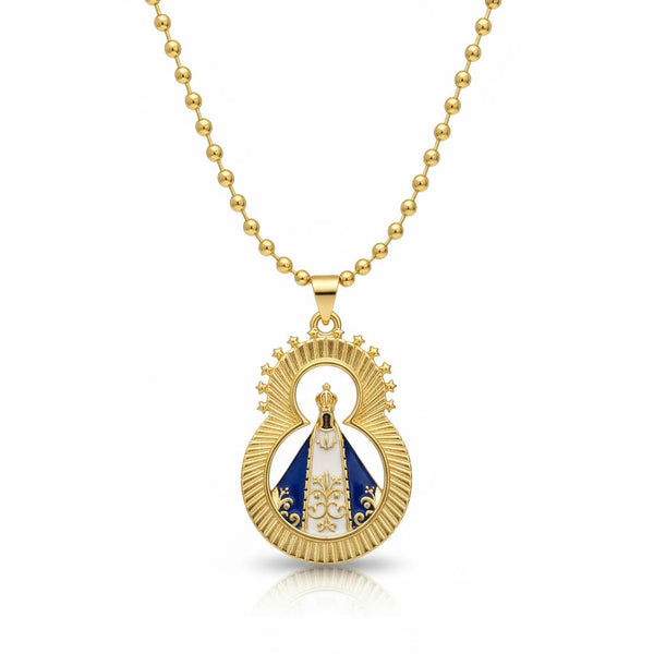 Aparecida Star Halo Enamel Medal Necklace