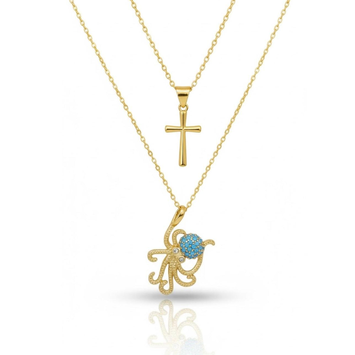 Octopus & Cross Coastal Necklace Set