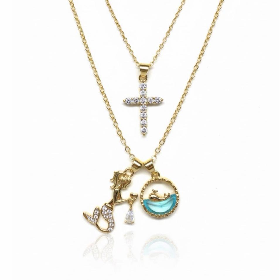 Ocean Muse & Cross Necklace Set
