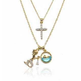 Ocean Muse & Cross Necklace Set