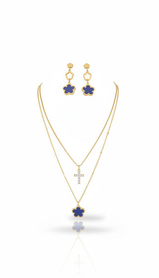 Indigo Bloom & Cross Jewelry Set