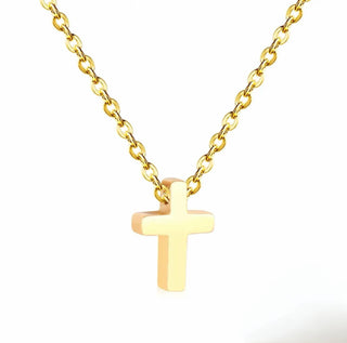 Emerald Drop & Cross Necklace Set