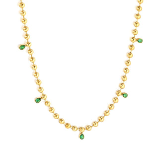 Emerald Drop & Cross Necklace Set