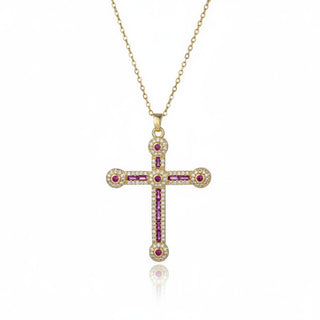 Ruby Cathedral Cross Necklace
