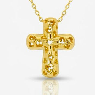 Sacred Hearts Reversible Cross Necklace in Gold
