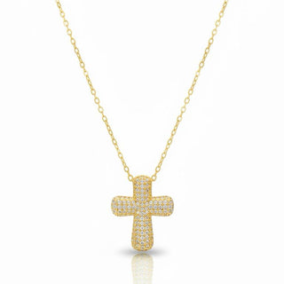 Sacred Hearts Reversible Cross Necklace in Gold