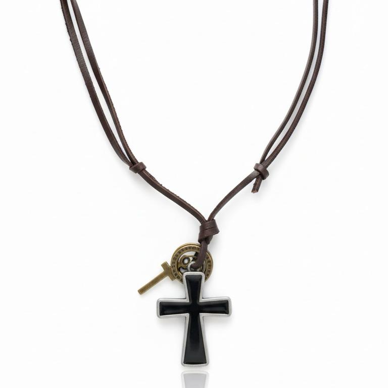 Brotherhood Cross Leather Necklace