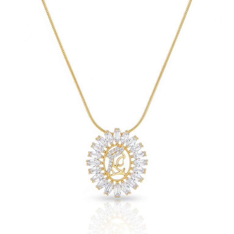 Our Lady of Aparecida Baguette Sunburst Necklace