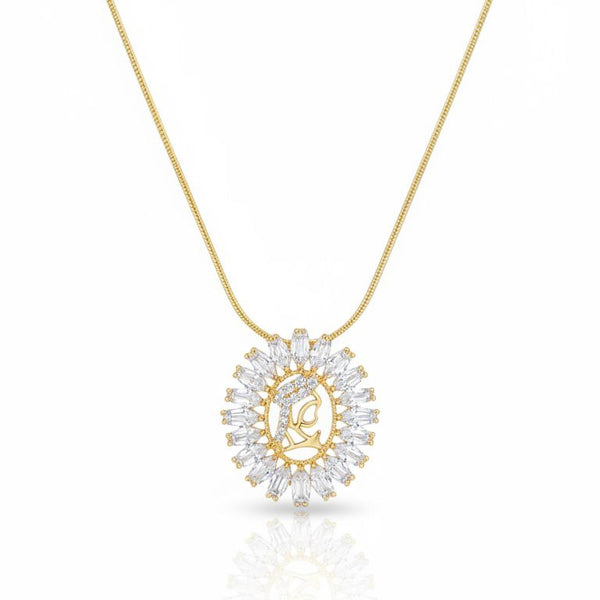 Our Lady of Aparecida Baguette Sunburst Necklace