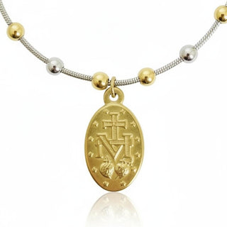 Miraculous Medal Two-Tone Rosary Bracelet