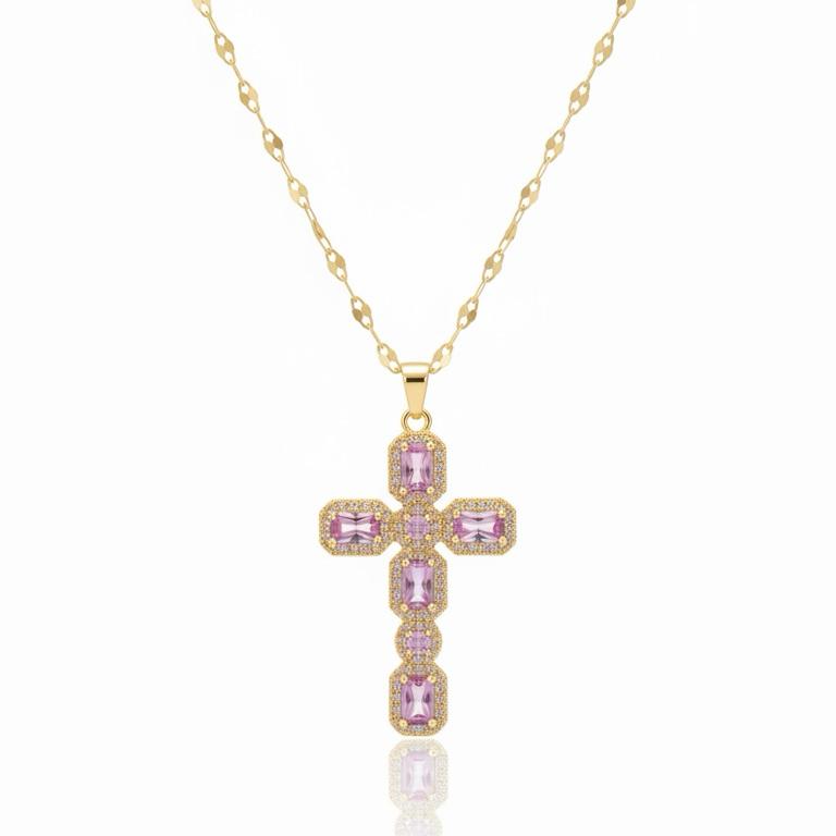Pink Morganite Cross Necklace