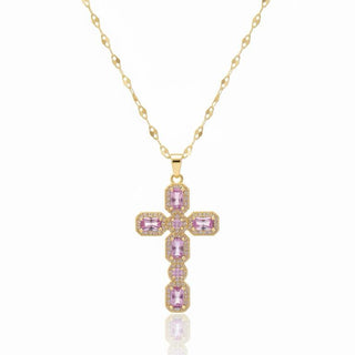 Pink Morganite Cross Necklace