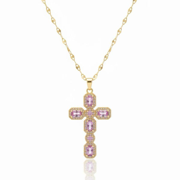 Pink Morganite Cross Necklace