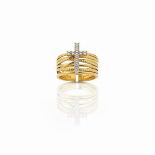 Crystal Cross Multi-Band Ring