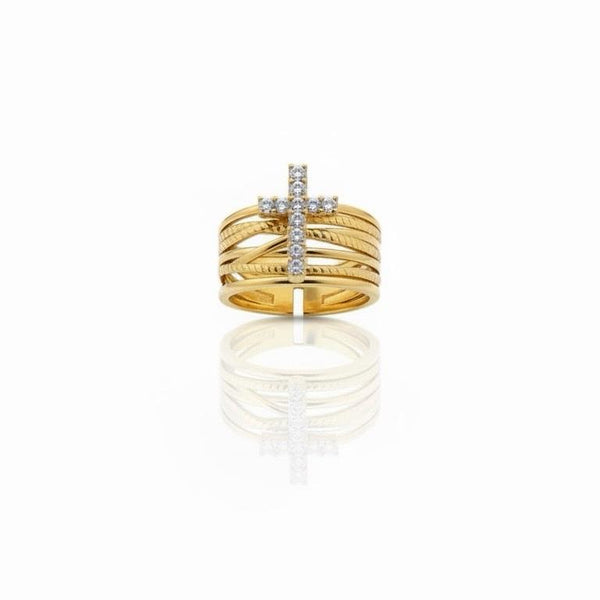 Crystal Cross Multi-Band Ring