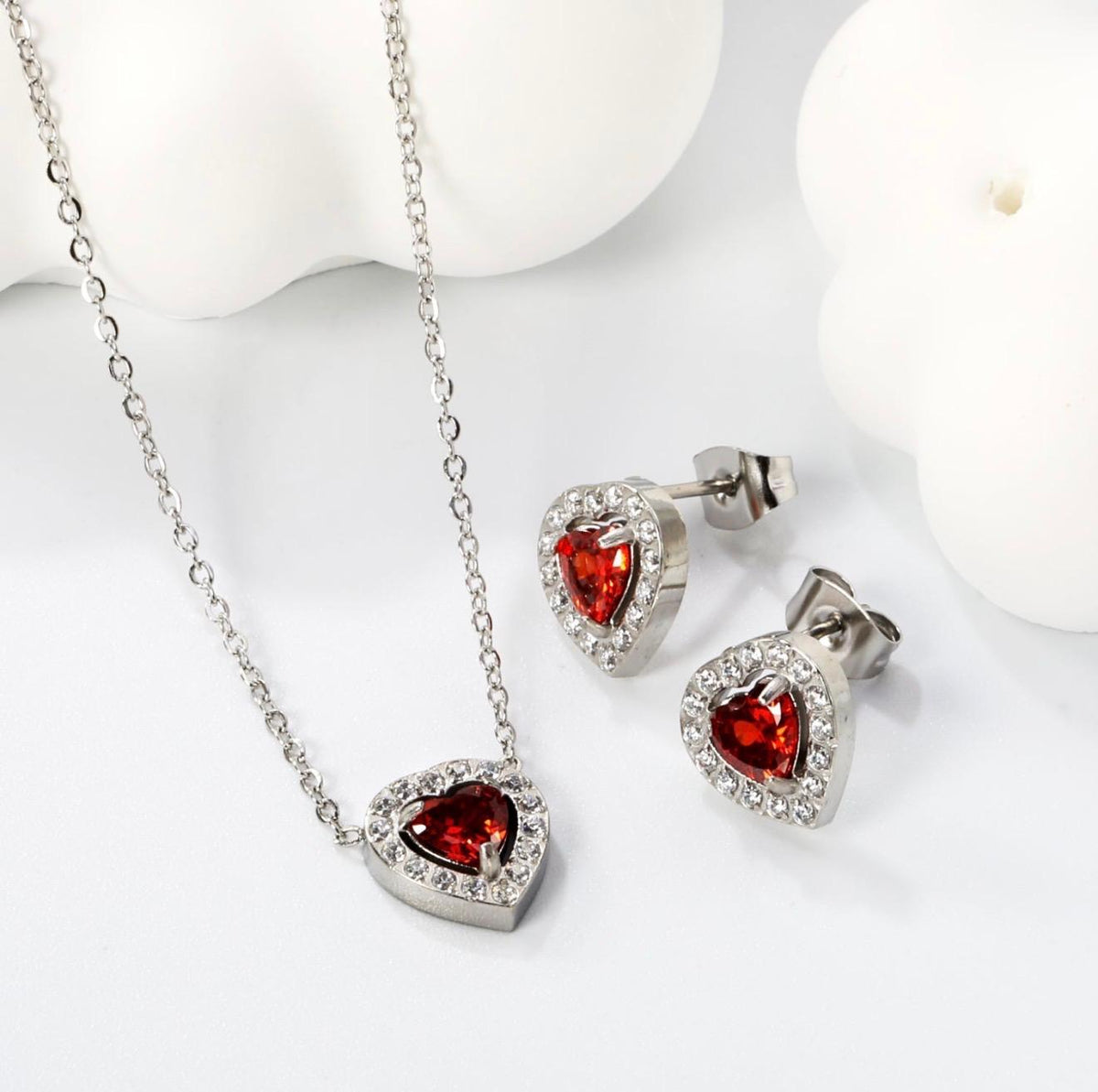 Heart Set with Earrings + Free Cross Necklace — Crimson Faith Collection