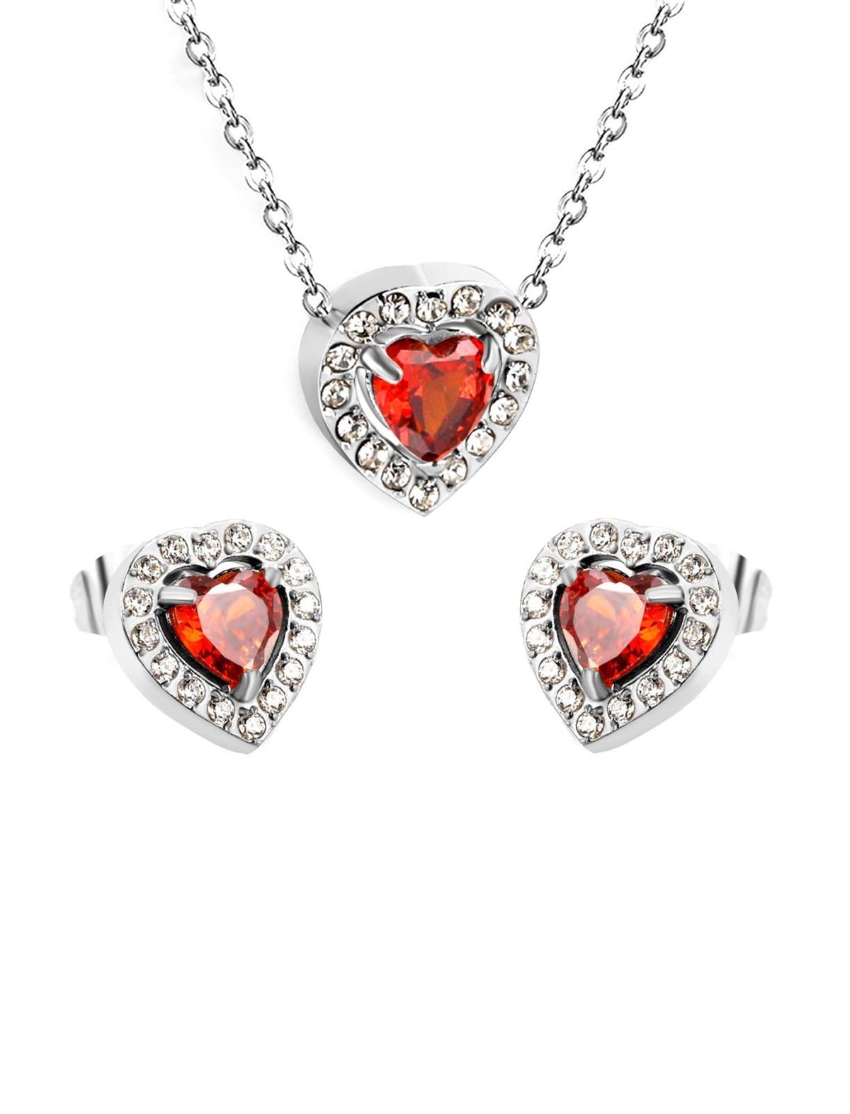 Heart Set with Earrings + Free Cross Necklace — Crimson Faith Collection