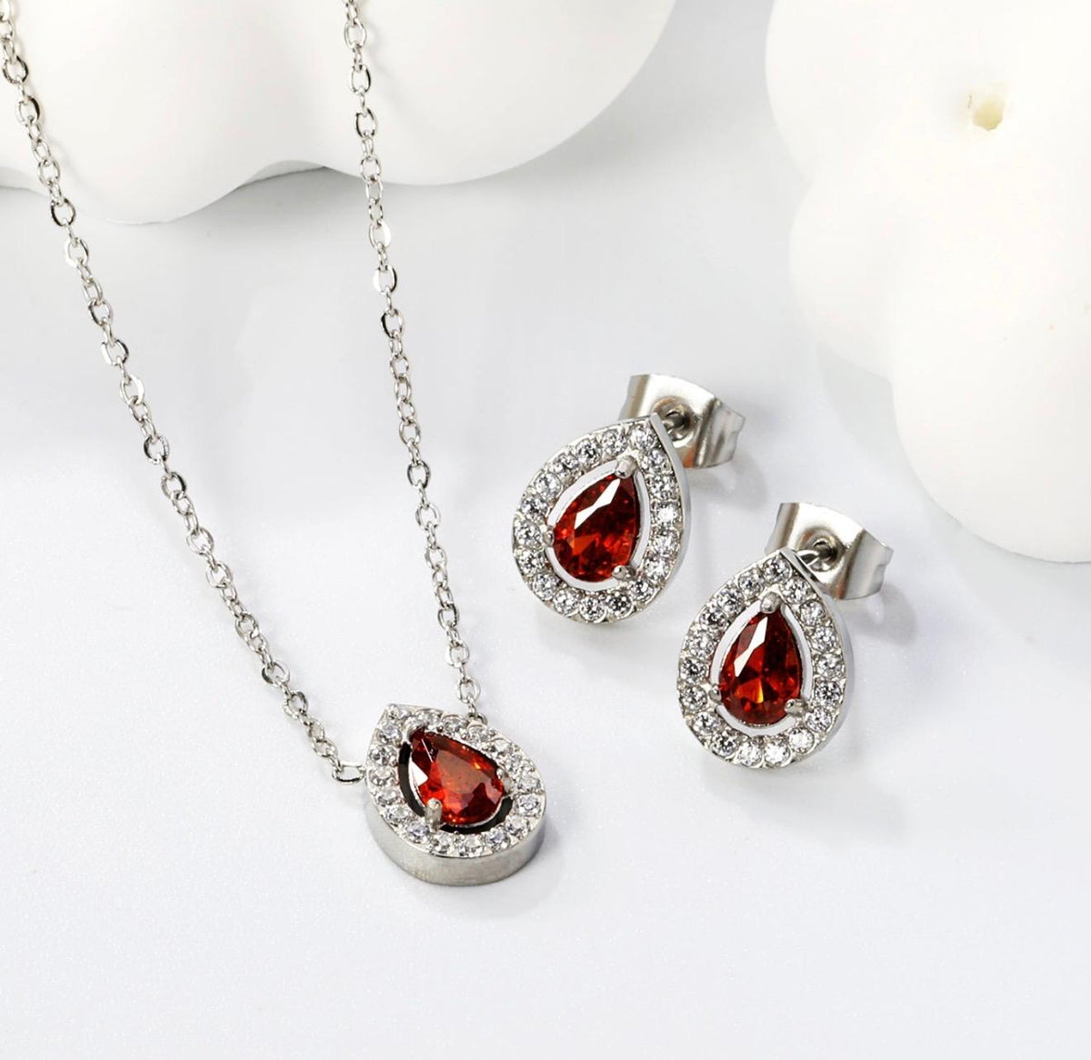 Teardrop Set with Earrings + Free Cross Necklace — Crimson Faith Collection