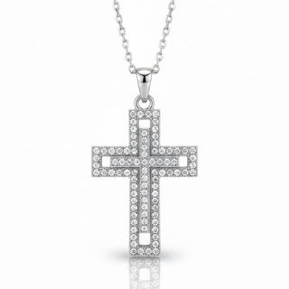Silver Cathedral Cross Necklace