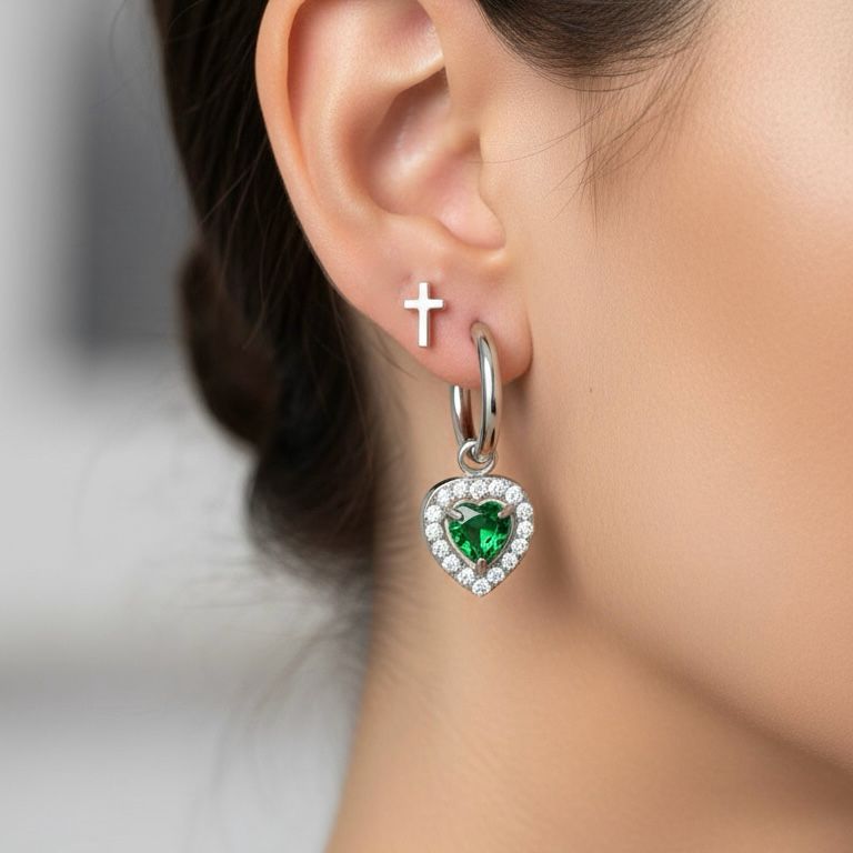 Grace & Glow Heart Earrings Set — Silver