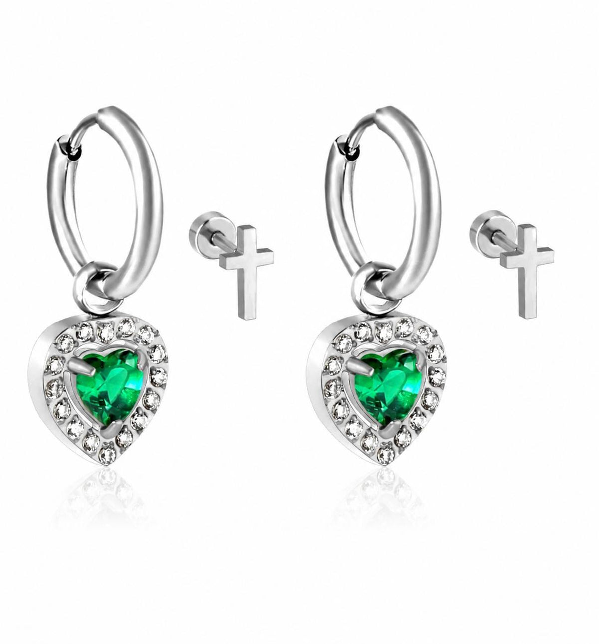 Grace & Glow Heart Earrings Set — Silver