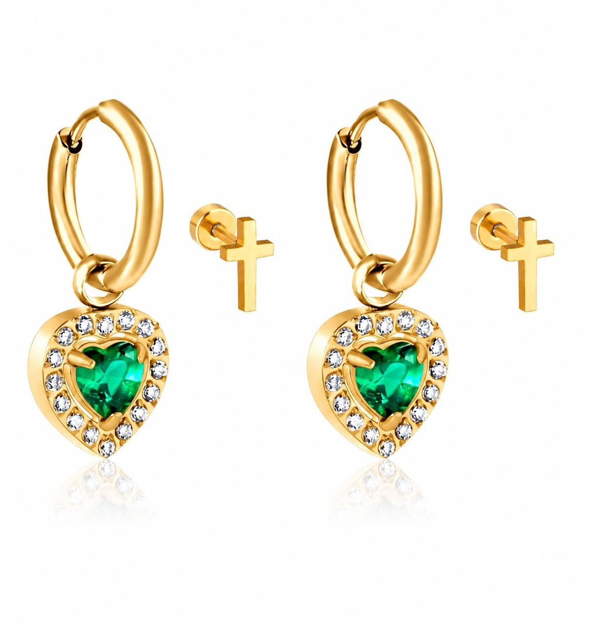 Grace & Glow Heart Earrings Set — Gold