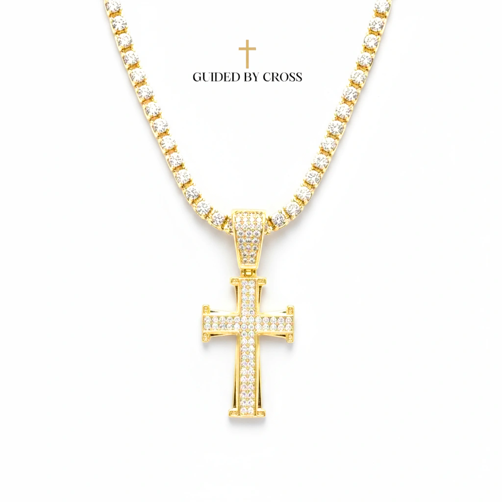 Iced Out Cross Tennis Chain Necklace - Hip-Hop Crystal Jewelry | GUIDED BY CROSS