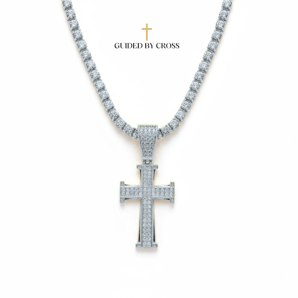Iced Out Cross Tennis Chain Necklace - Hip-Hop Crystal Jewelry | GUIDED BY CROSS